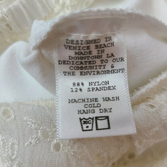 New Flynn Skye Karlie Bodysuit Womens XS/S Off White Eyelet Tie Shoulders - Picture 5 of 5